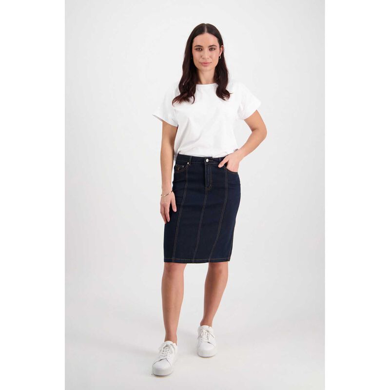 Vassalli Contrast Stitch Denim Skirt image number 3